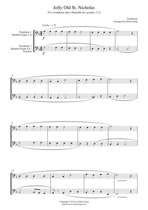 Jolly Old St. Nicholas (for trombone duet, suitable for grades 1-5)
