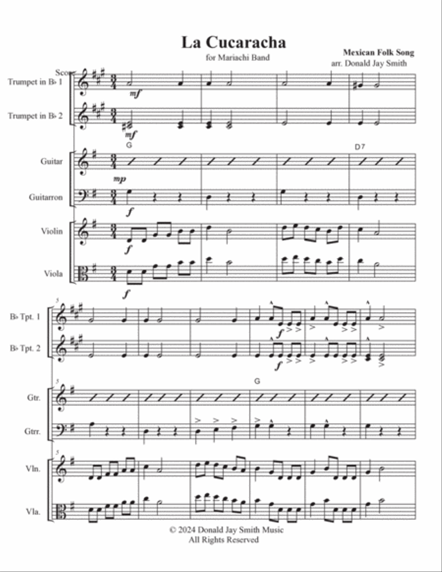 La Cucaracha Mariachi Band scores gallery preview page 2