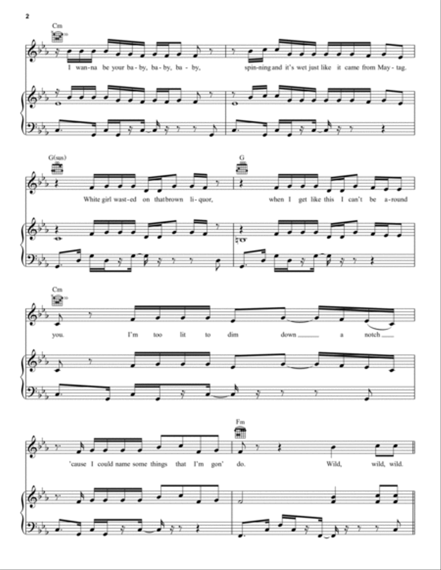 Wild Thoughts (feat. Rihanna & Bryson Tiller) Piano, Vocal, Guitar scores gallery preview page 2