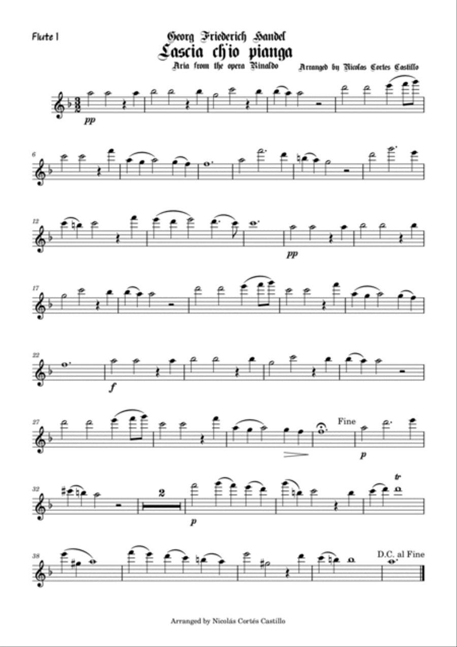 Handel - Lascia ch'io pianga - Flute Quartet Flute Quartet scores gallery preview page 4