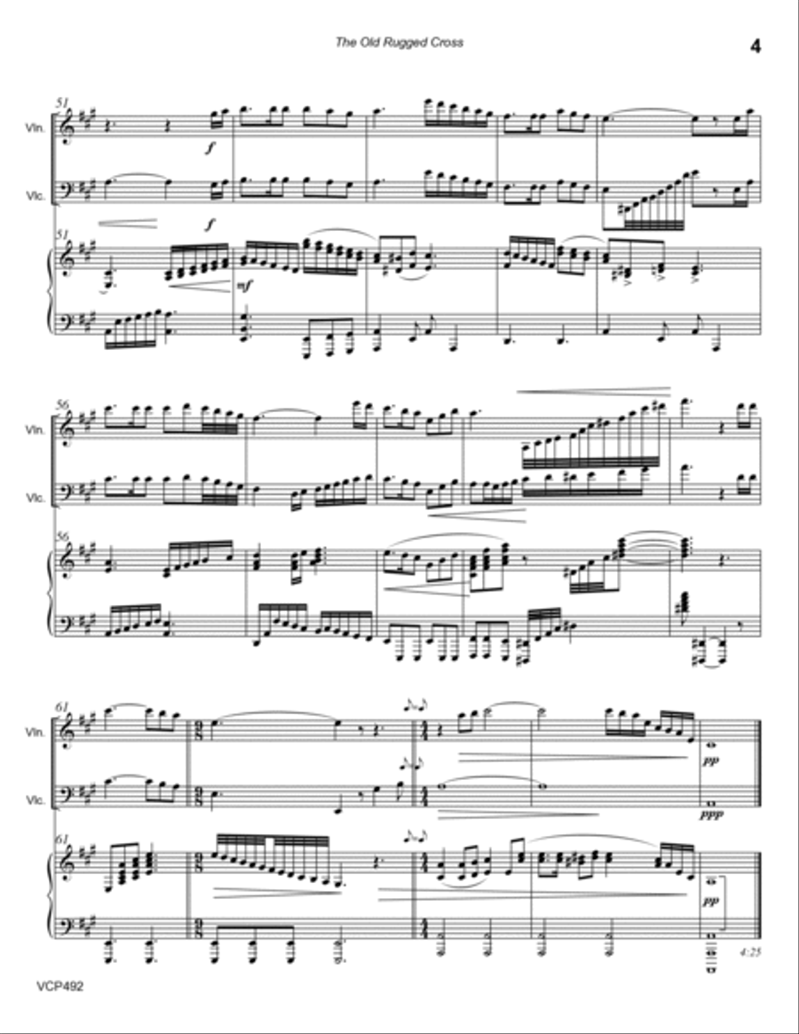 THE OLD RUGGED CROSS - Violin & Cello with Piano accompaniment Piano Trio scores gallery preview page 4