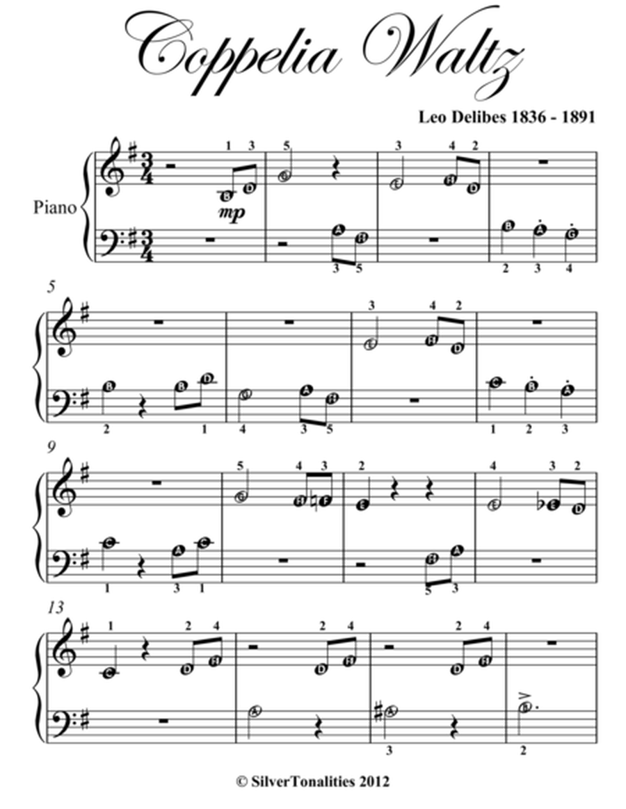 Coppelia Waltz Beginner Piano Sheet Music