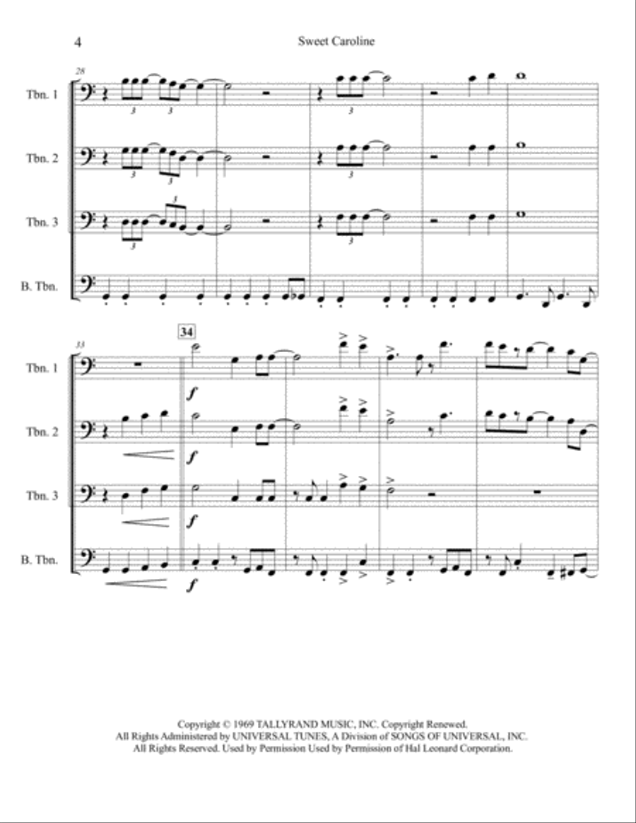 Sweet Caroline Sweet Caroline Brass Ensemble scores gallery preview page 5