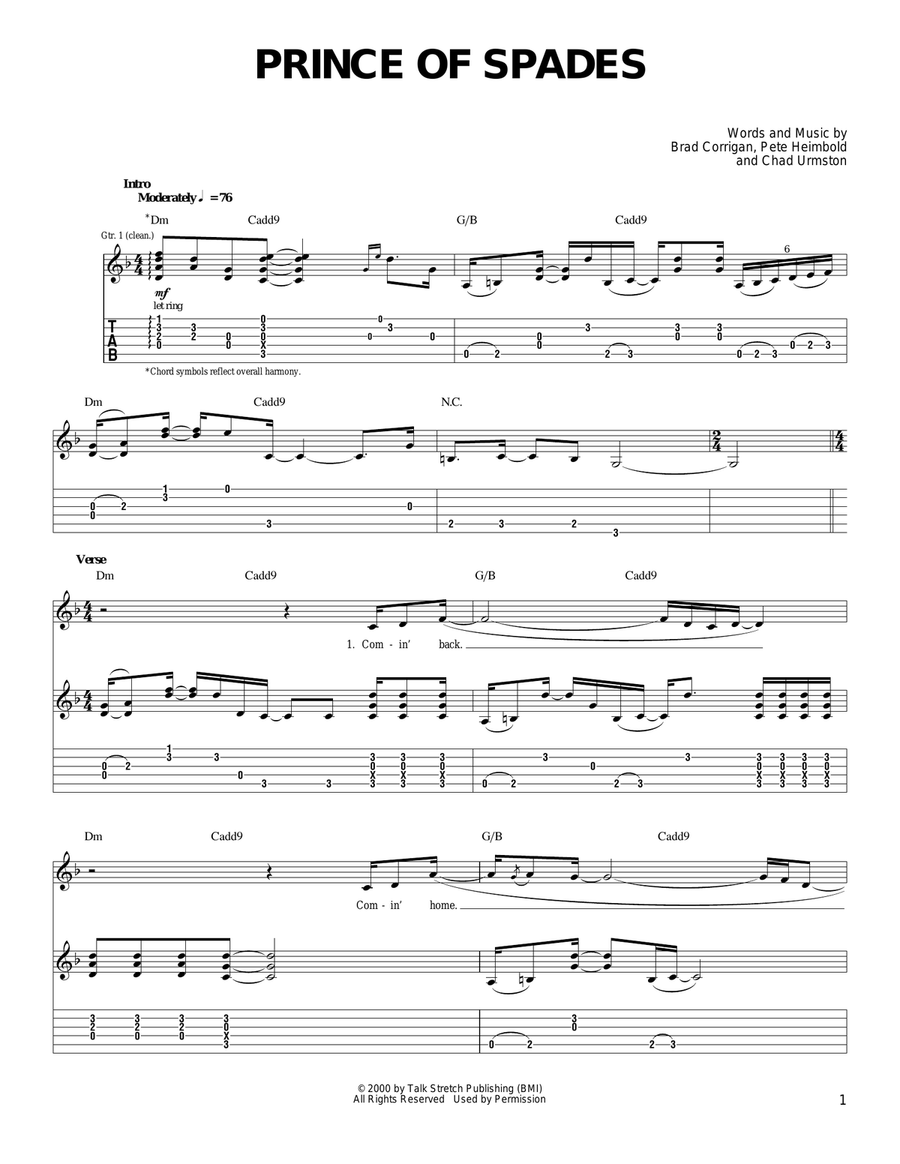 Prince Of Spades Prince Of Spades Guitar Tablature scores gallery preview page 1