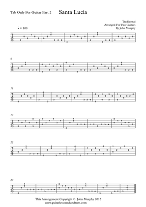 Book cover for Santa Lucia For Guitar Duo Tab Only For Guitar Part 2