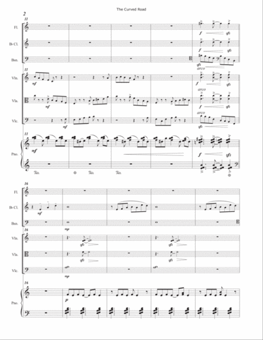 The Curved Road, A Tango for Seven Instruments Large Ensemble scores gallery preview page 6