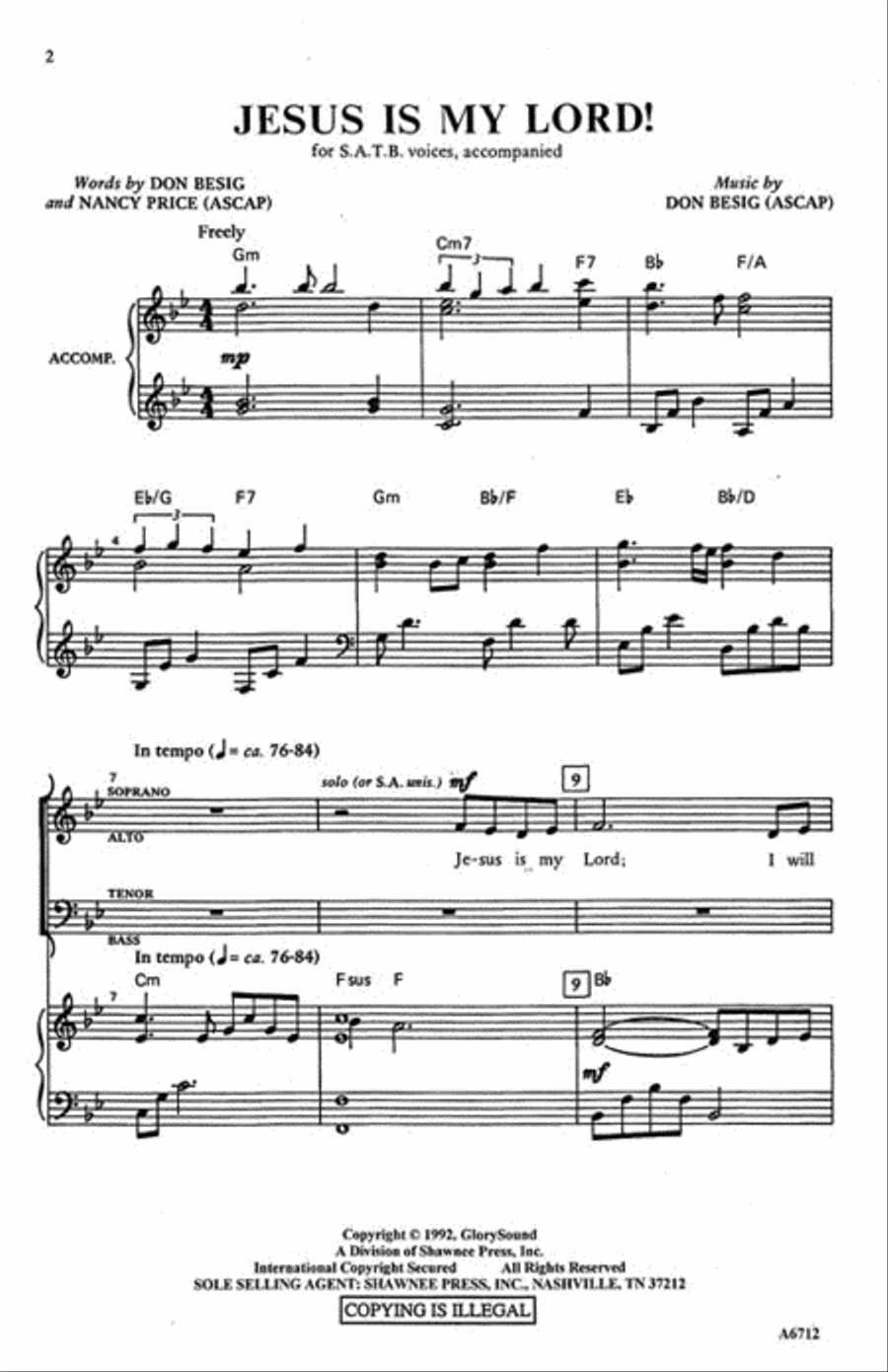 Jesus Is My Lord! 4-Part scores gallery preview page 2