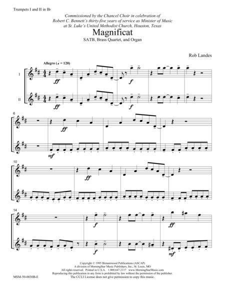 Magnificat (Downloadable Brass Quartet Parts)