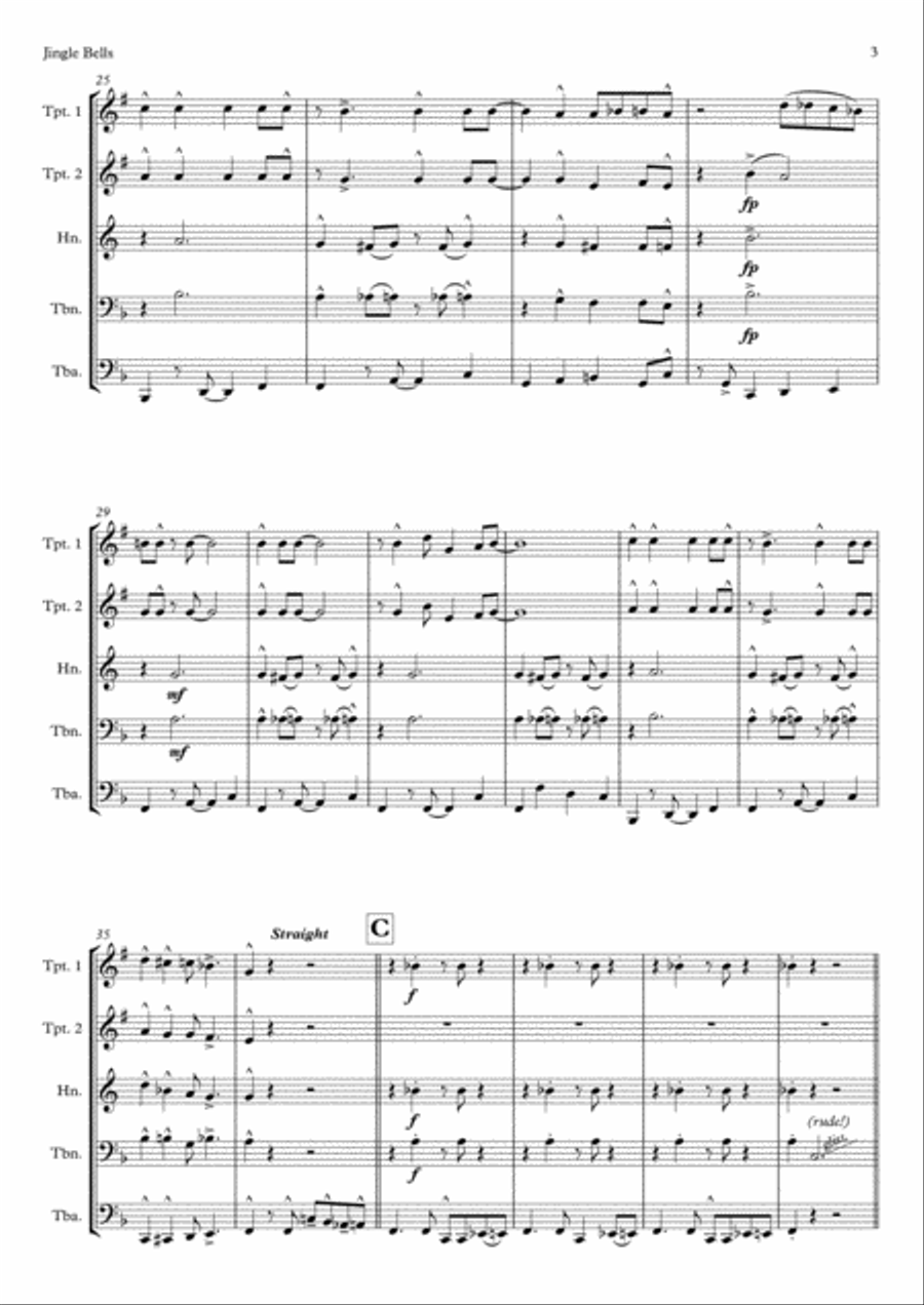 Jingle Bells - Brass Quintet Brass Quintet scores gallery preview page 4