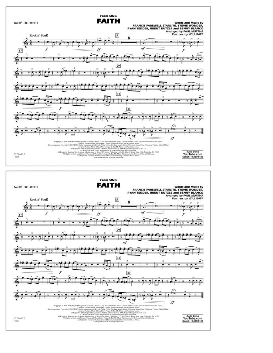 Faith (from Sing) - 2nd Bb Trumpet