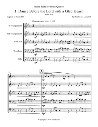 Dance Before the Lord with a Glad Heart! (Psalm Suite for Brass Quintet)