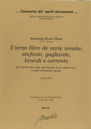 Il terzo libro de varie sonate, sinfonie, gagliarde, brandi e corrente op.12 (Venezia, 1623)
