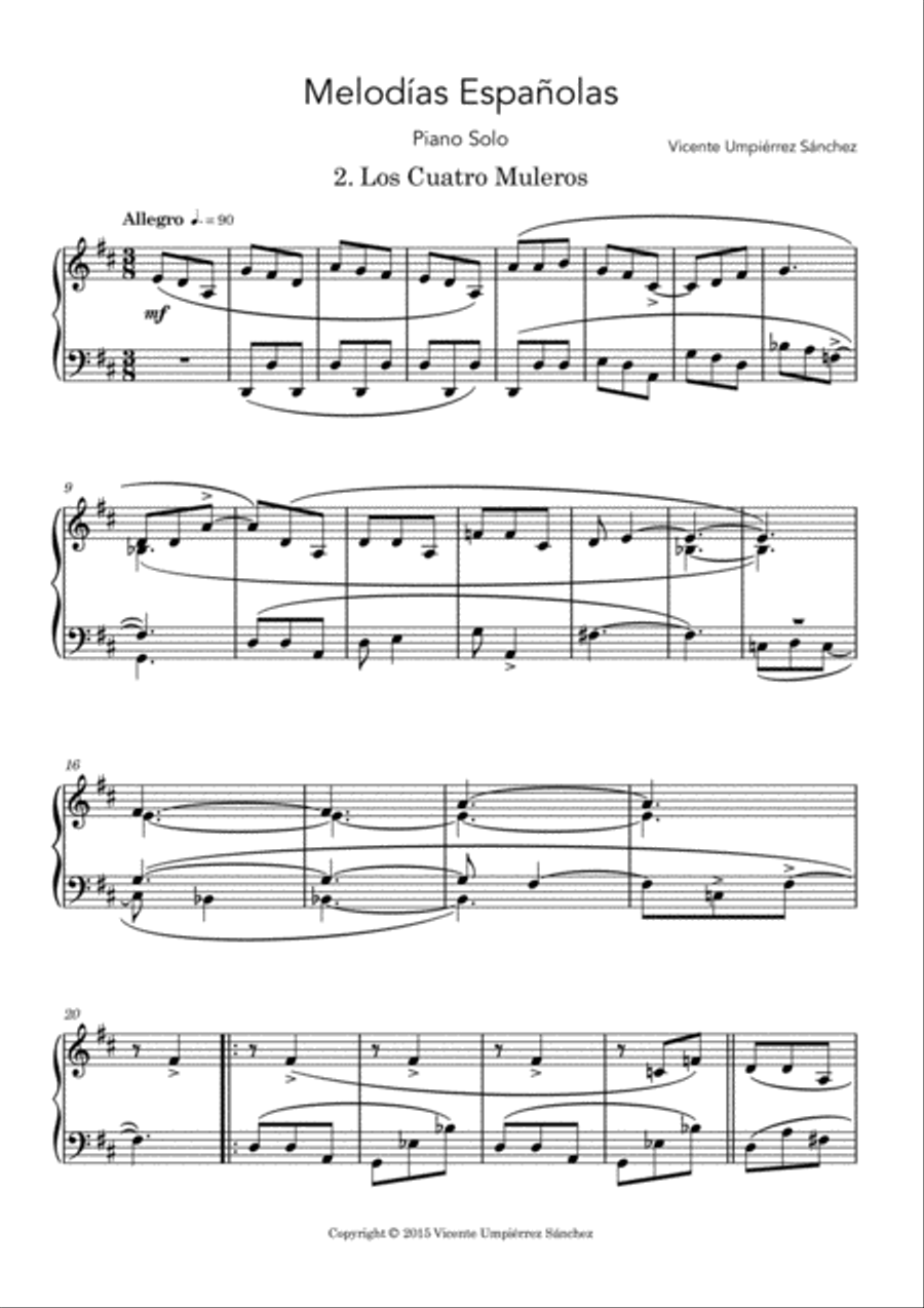 Los Cuatro Muleros Piano Solo scores gallery preview page 2