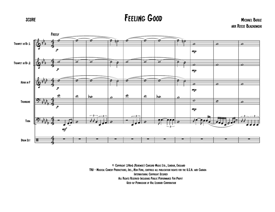 Feeling Good Brass Quintet scores gallery preview page 1