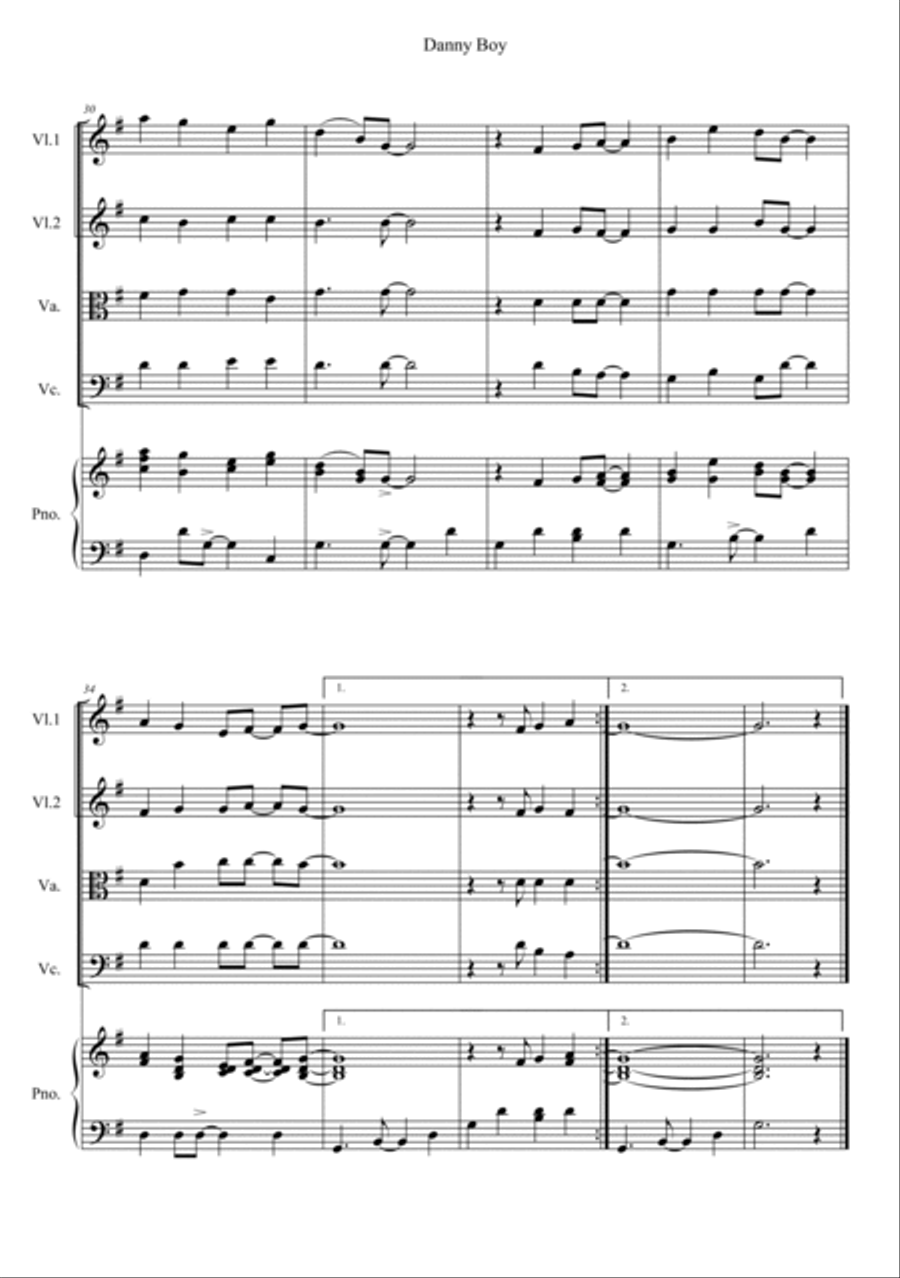 Danny Boy Piano Quintet scores gallery preview page 4