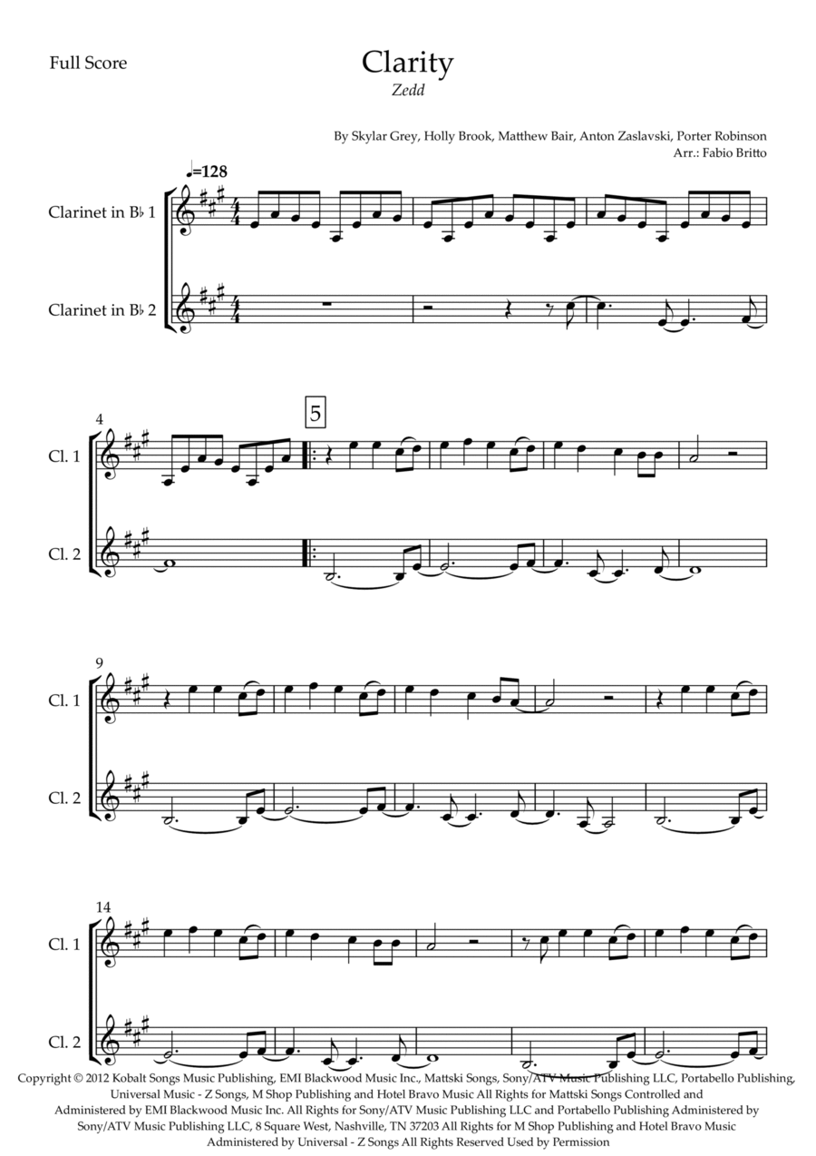 Clarity Clarity Clarinet Duet scores gallery preview page 1