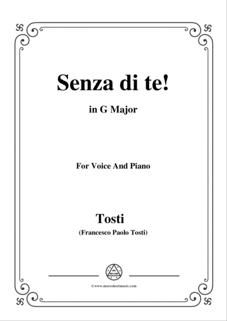 Tosti-Senza di te! In G Major,for voice and piano Voice Solo scores gallery preview page 1