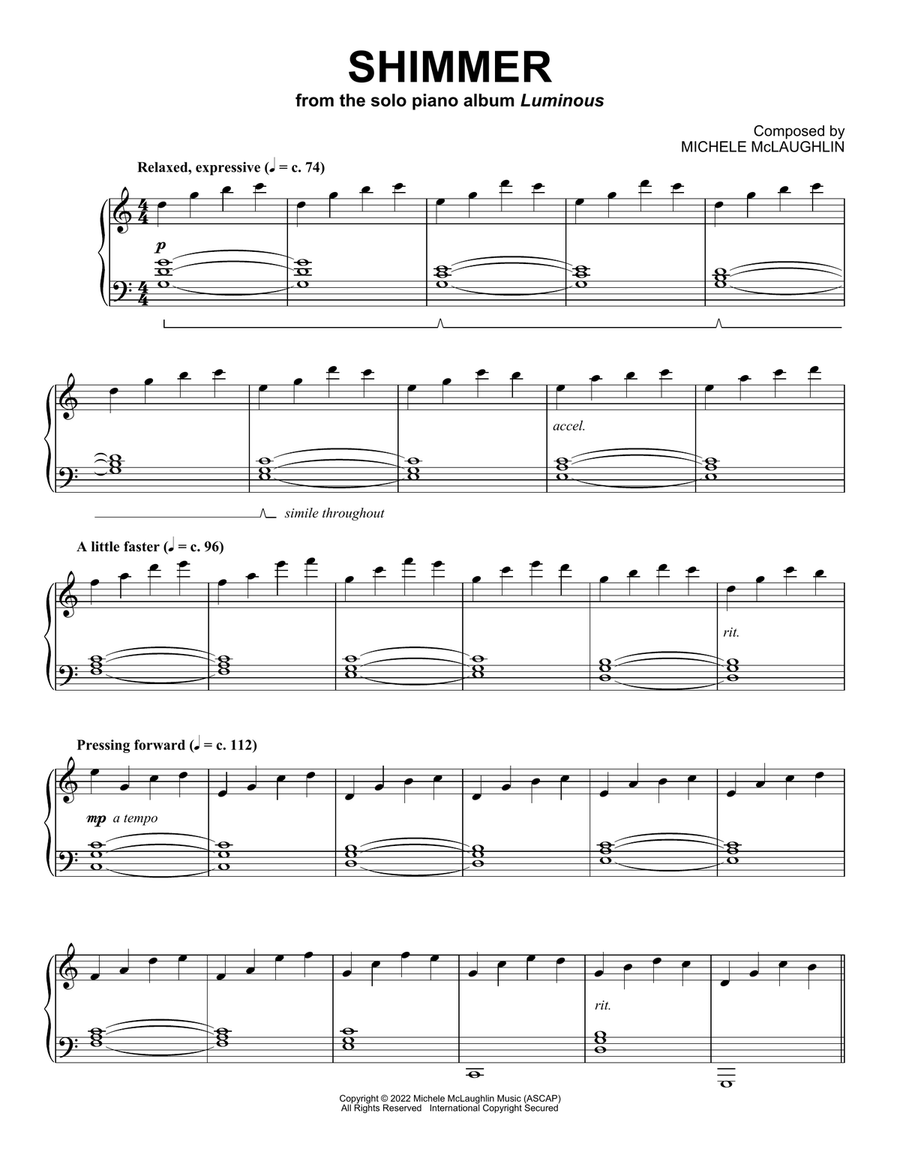 Shimmer Shimmer Piano Solo scores gallery preview page 1