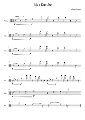 Book cover for Johann Strauss - Blue Danube (Viola Solo) Easy Version