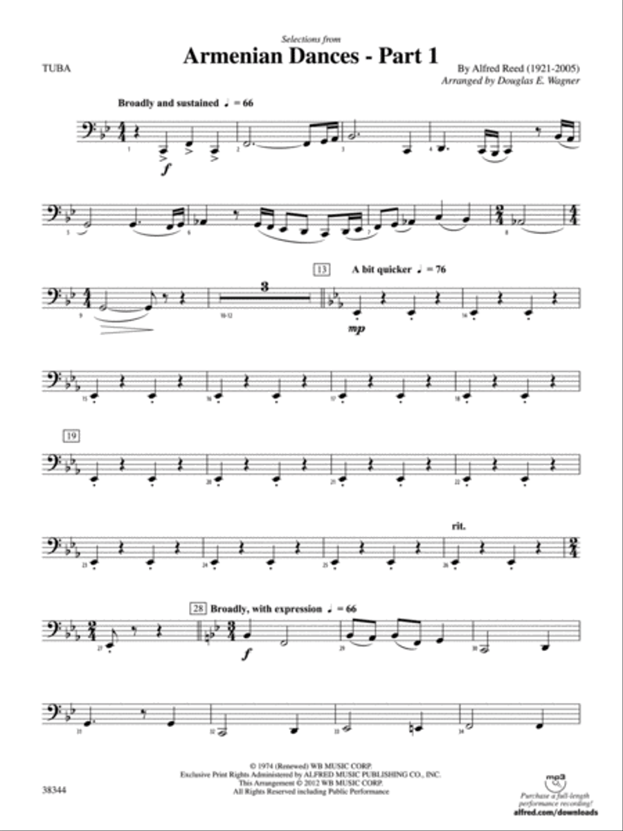Armenian Dances, Part 1, Selections from: Tuba Concert Band scores gallery preview page 1