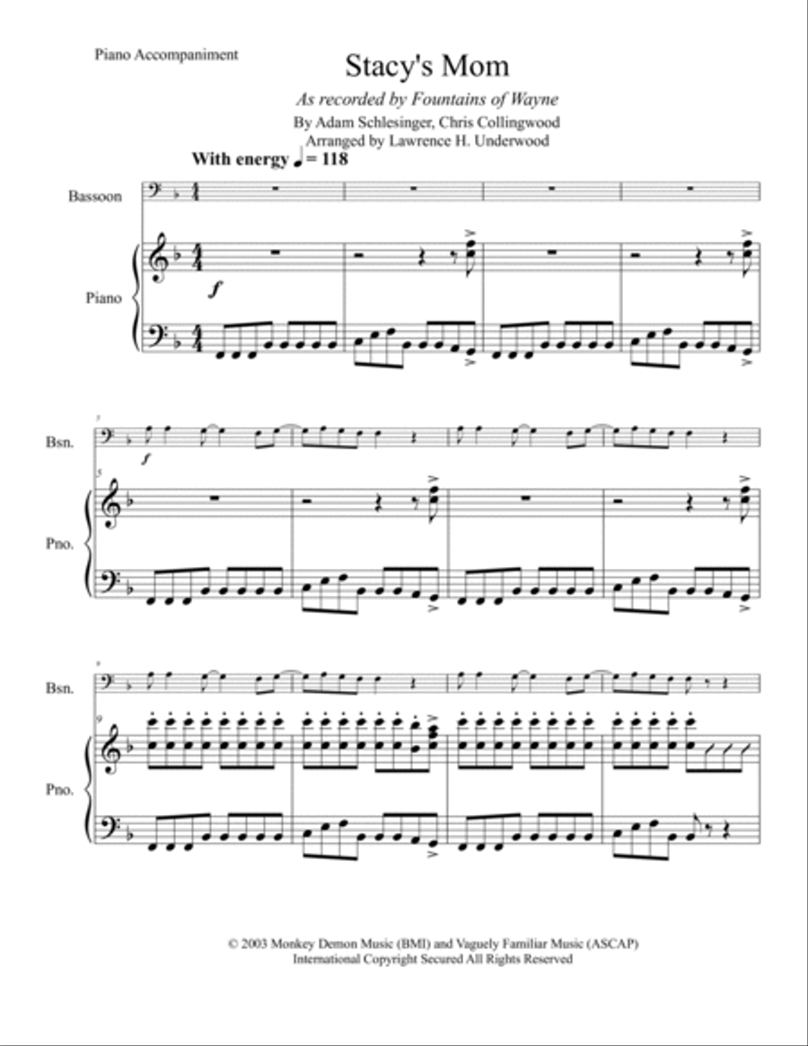Stacy's Mom Bassoon scores gallery preview page 2