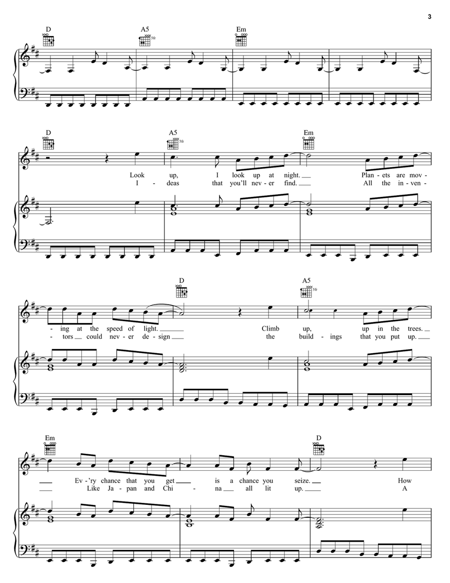 Speed Of Sound Piano, Vocal, Guitar scores gallery preview page 3