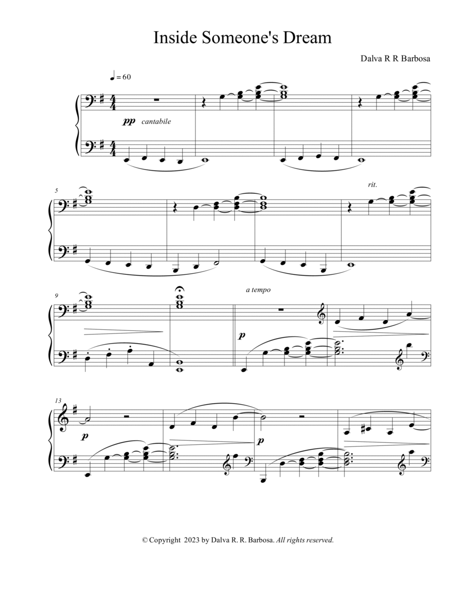 Inside Someone's Dream Piano Solo scores gallery preview page 1