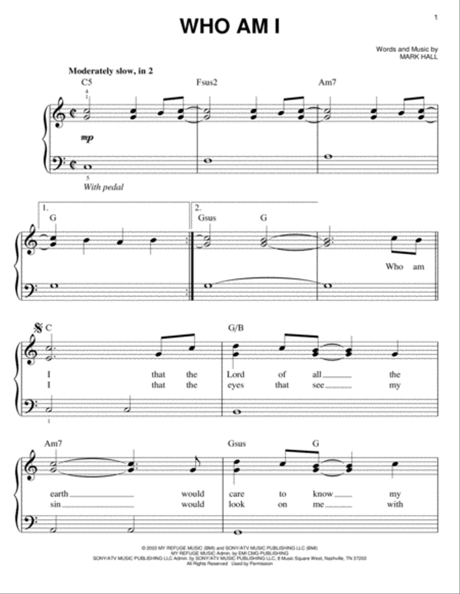 Who Am I Who Am I Easy Piano scores gallery preview page 1