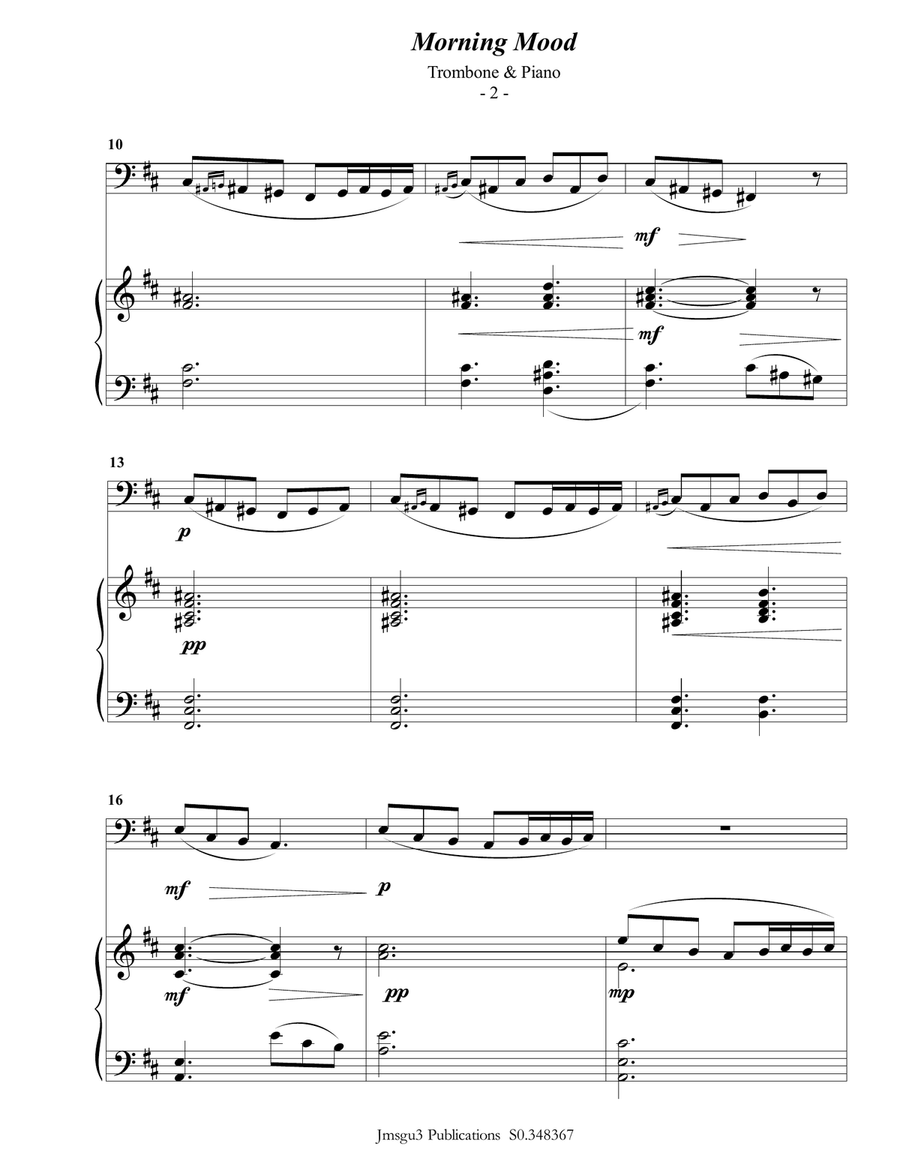 Grieg: Morning Mood from Peer Gynt Suite for Trombone & Piano Piano scores gallery preview page 3