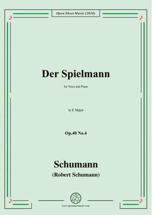 Book cover for Schumann-Der Spielmann Op.40 No.4,in E Major,for Voice and Piano