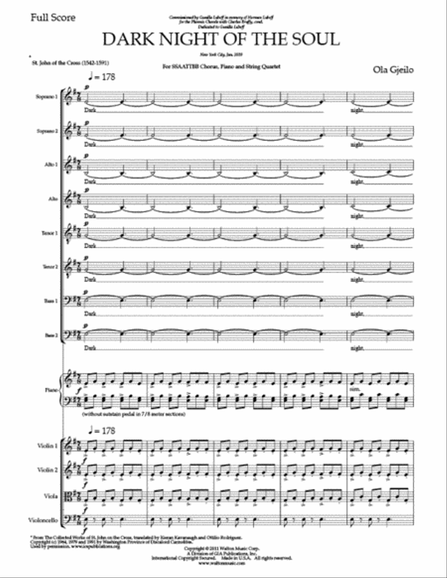 Dark Night of the Soul (Full Score and Instrumental Parts) Choir scores gallery preview page 2