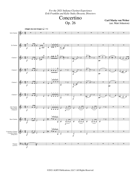 Concertino, Op. 26 for Solo Clarinet and Clarinet Choir
