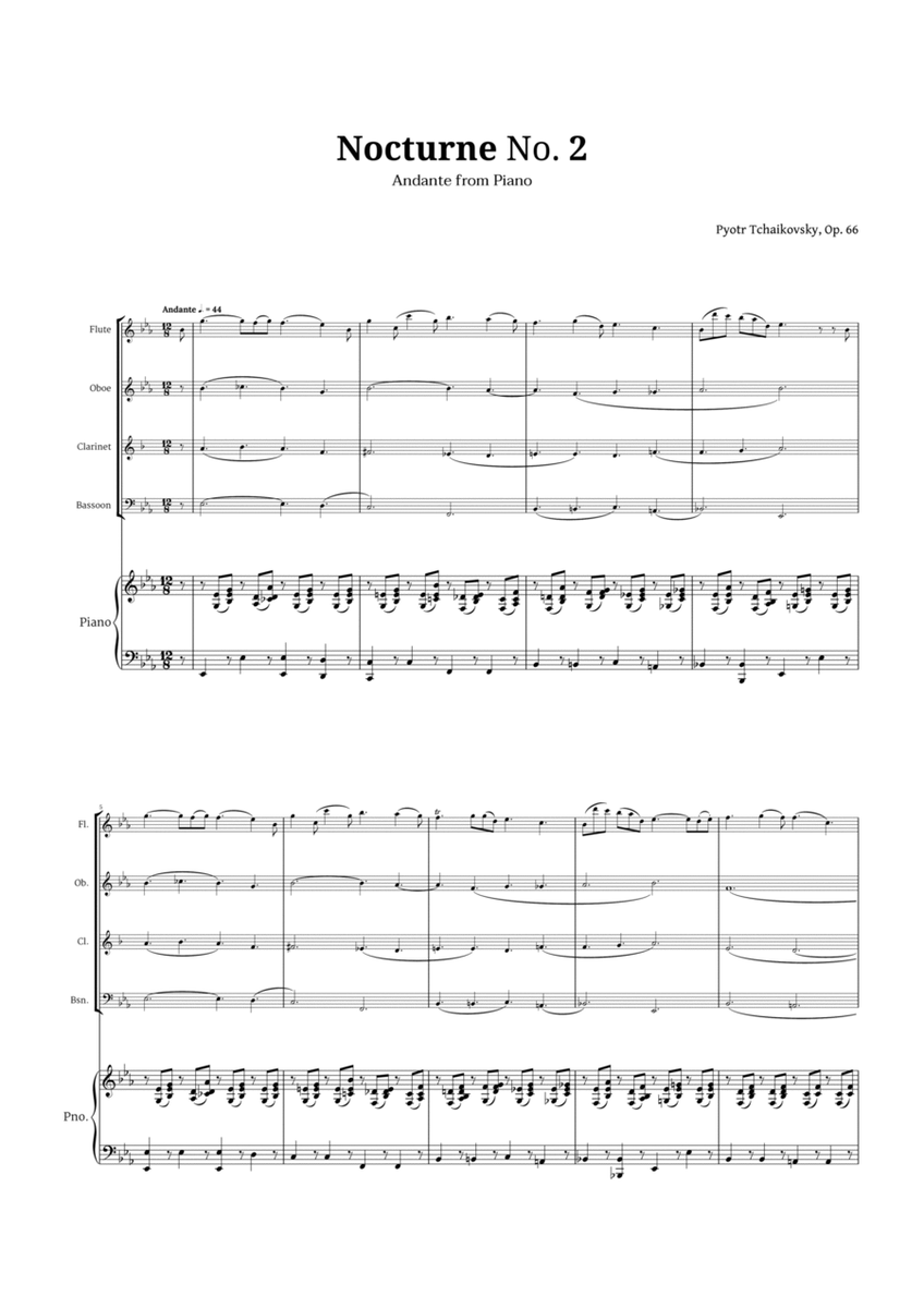 Nocturne by Chopin for Woodwind Quartet and Piano image number null