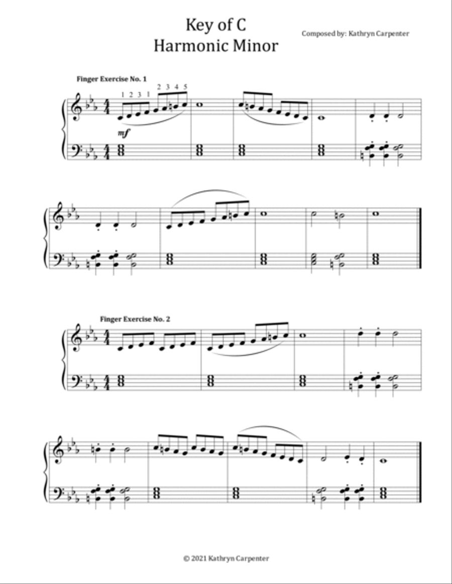 Finger Exercise Collection for Harmonic Minor Scales Piano Method scores gallery preview page 2