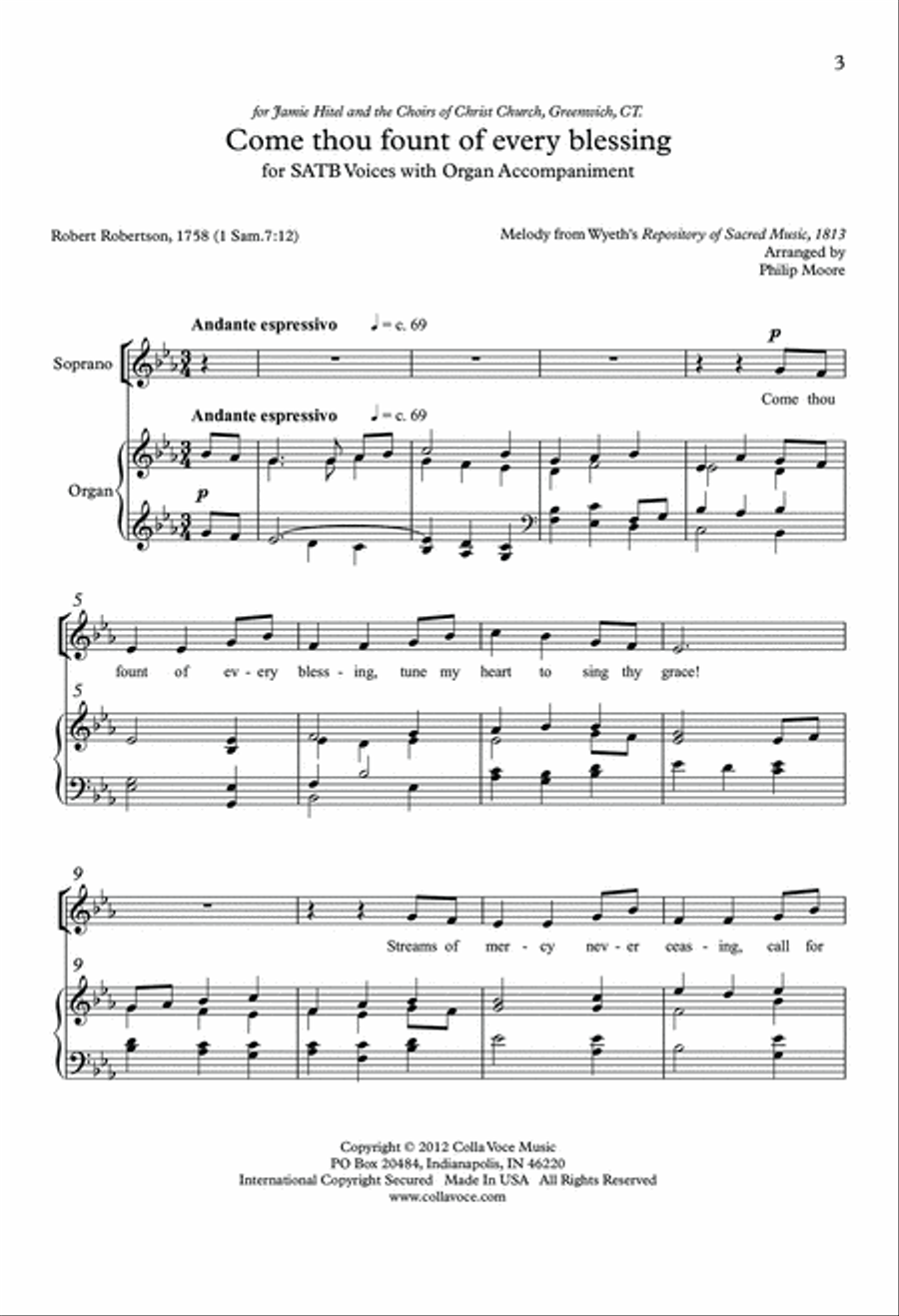 Come Thou Fount of Every Blessing 4-Part scores gallery preview page 2