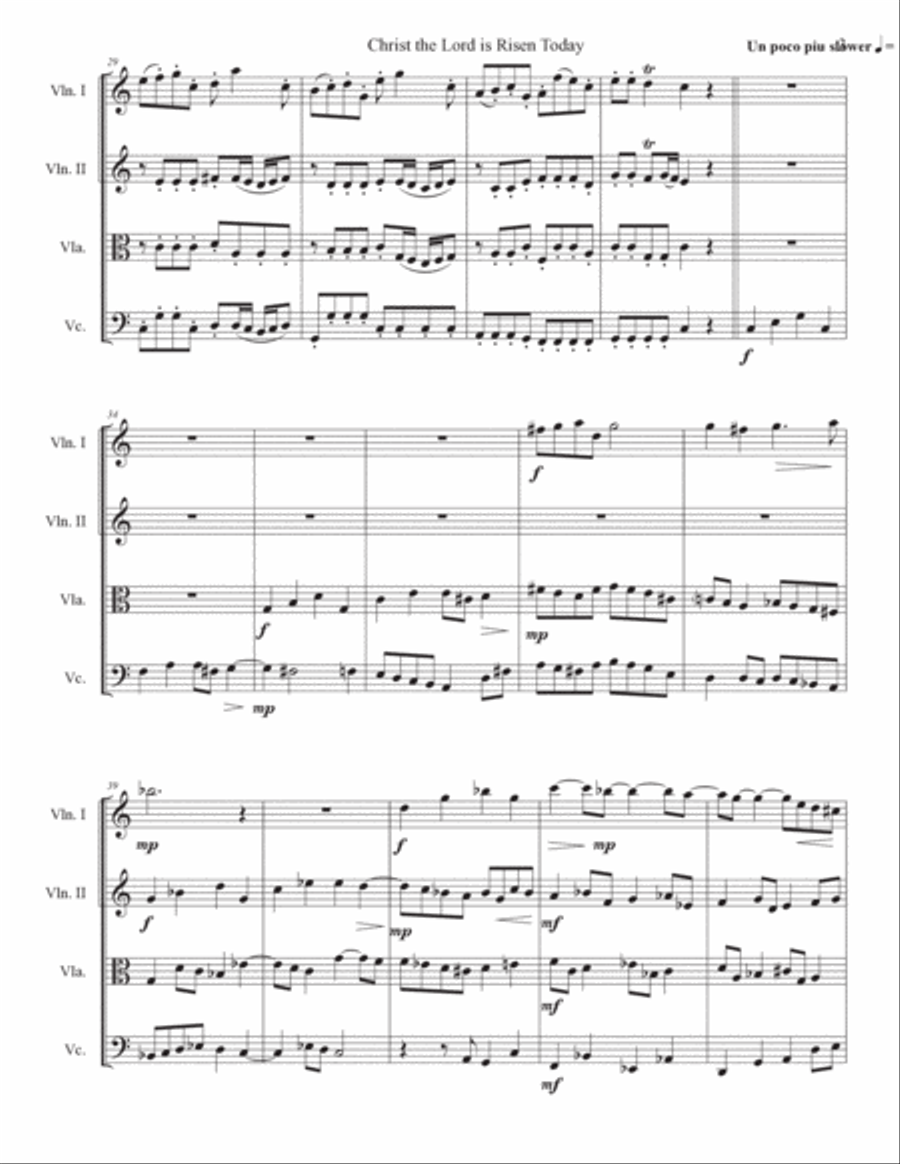 Christ the Lord is Risen Today String Quartet scores gallery preview page 5