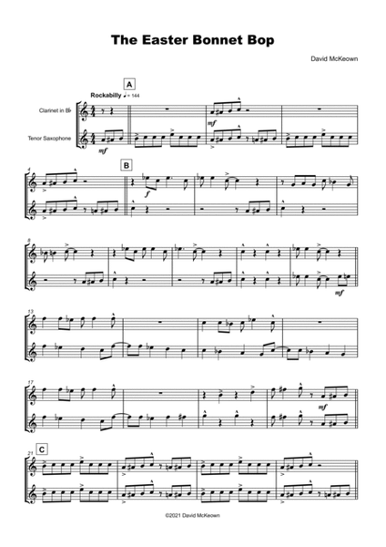 The Easter Bonnet Bop for Clarinet and Tenor Saxophone Duet