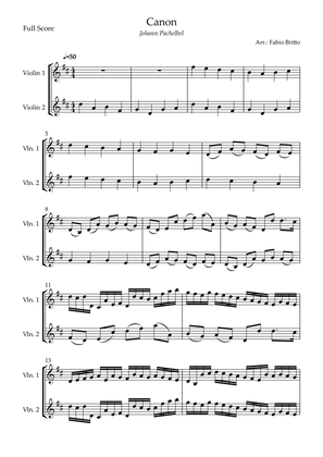 Canon - Johann Pachelbel (Wedding/Reduced Version) for Violin Duo