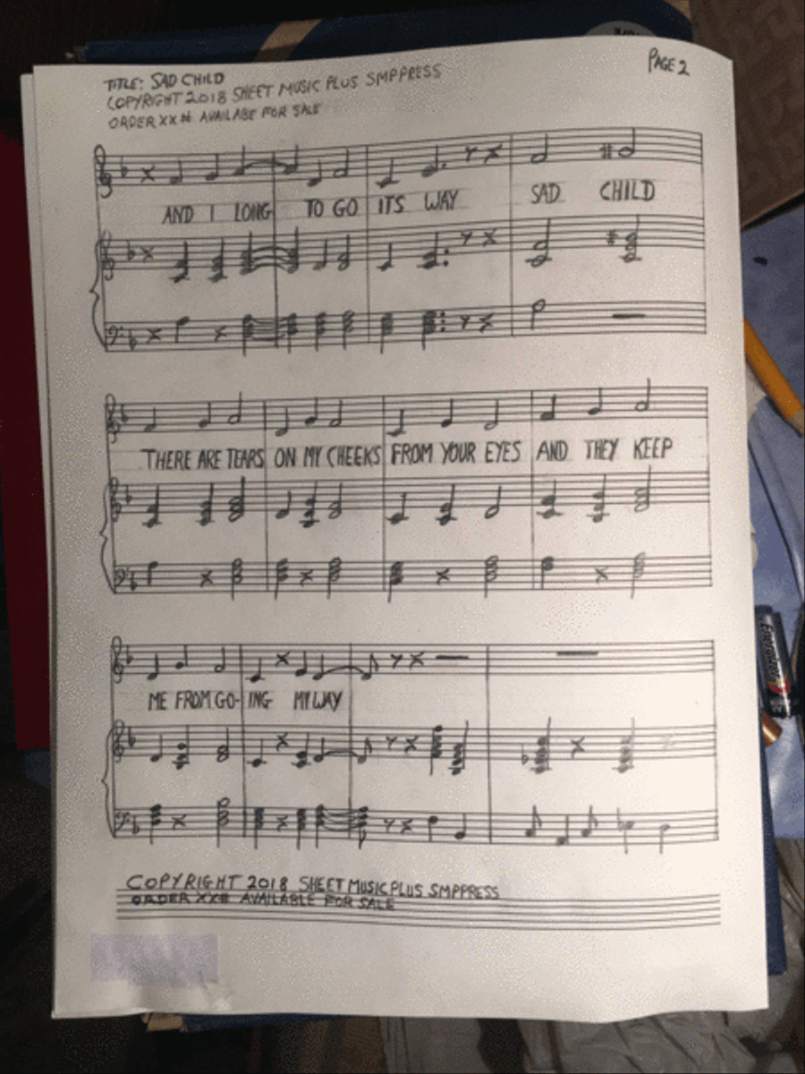 Sad Child Sad Child Piano, Vocal, Guitar scores gallery preview page 2