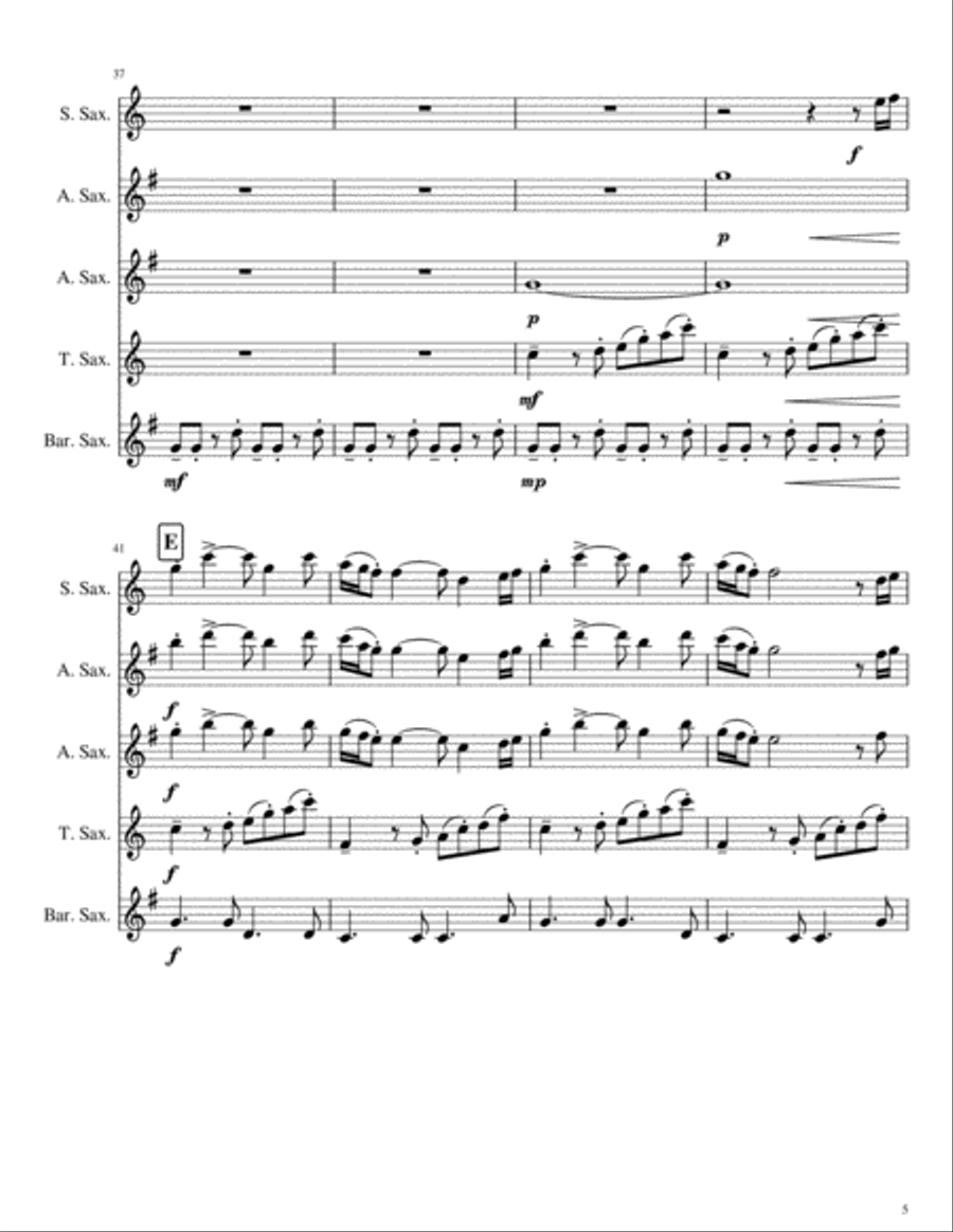 My Girl Saxophone Quintet scores gallery preview page 5