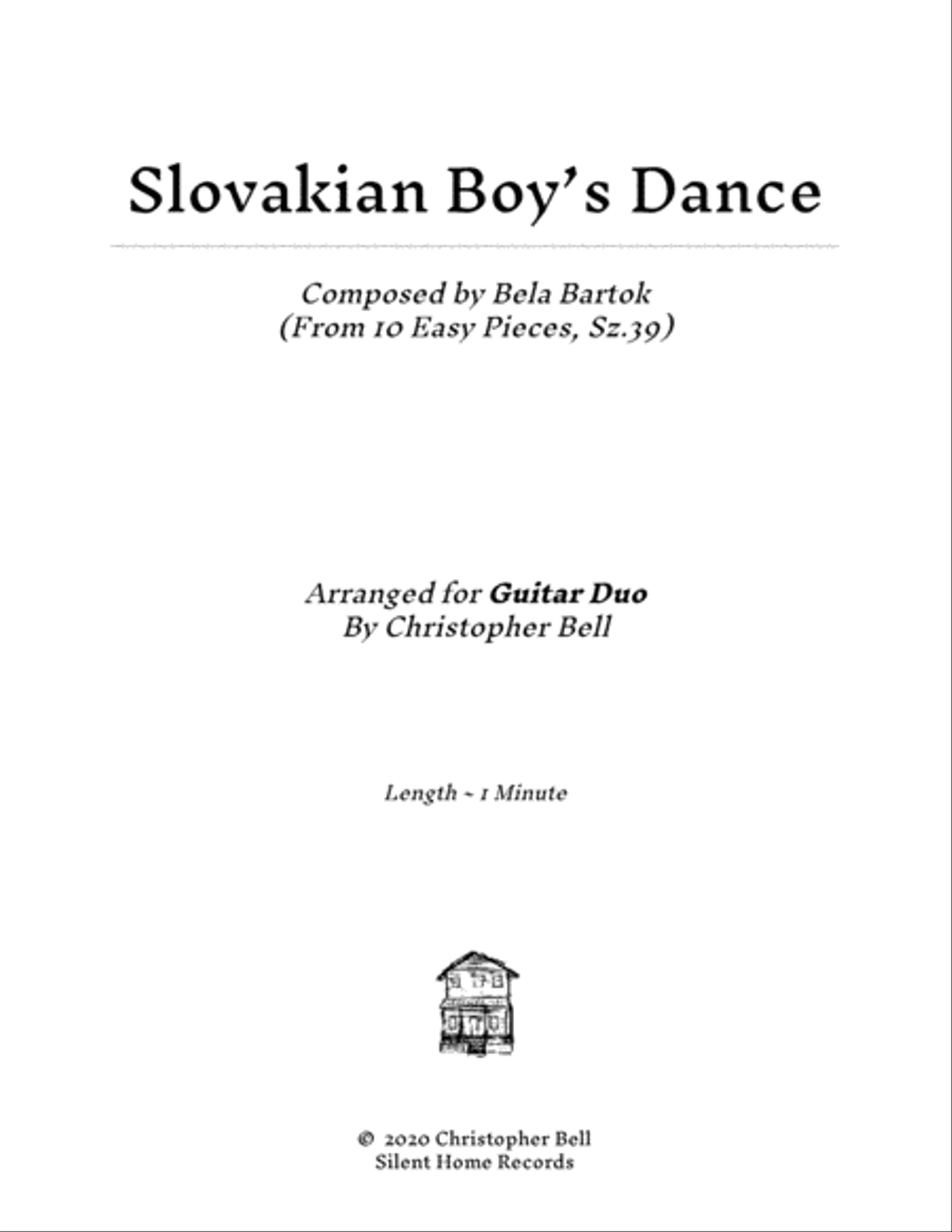 Bela Bartok - Slovakian Boy's Dance(From 10 Easy Pieces) - Guitar Duet Bela Bartok - Slovakian Boy's Dance(From 10 Easy Pieces) - Guitar Duet Classical Guitar scores gallery preview page 1