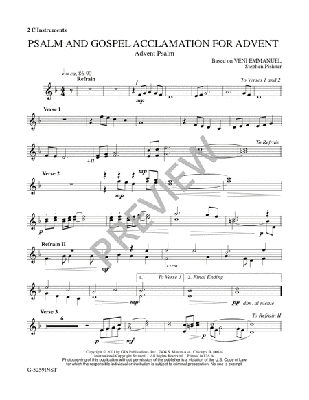 Psalm and Gospel Acclamation for Advent - Woodwind edition