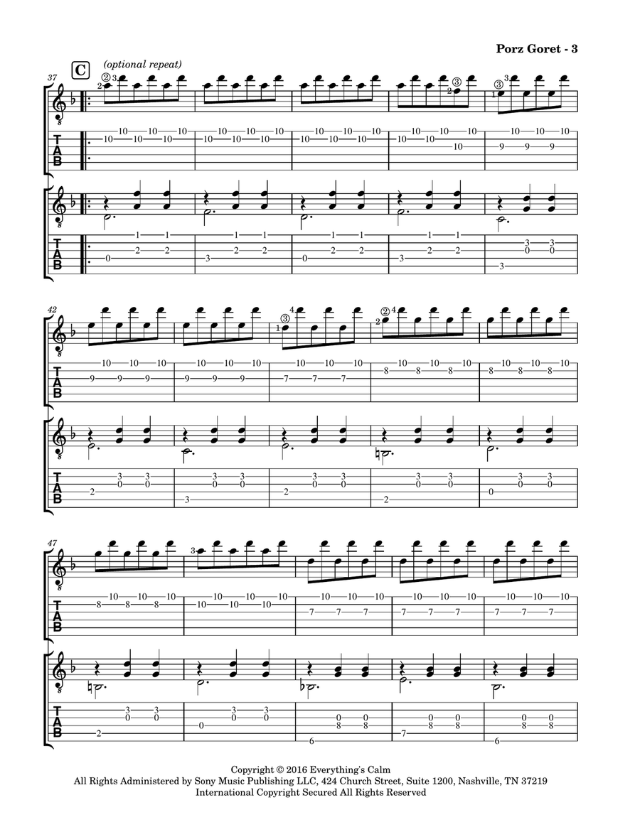 Porz Goret Acoustic Guitar scores gallery preview page 5