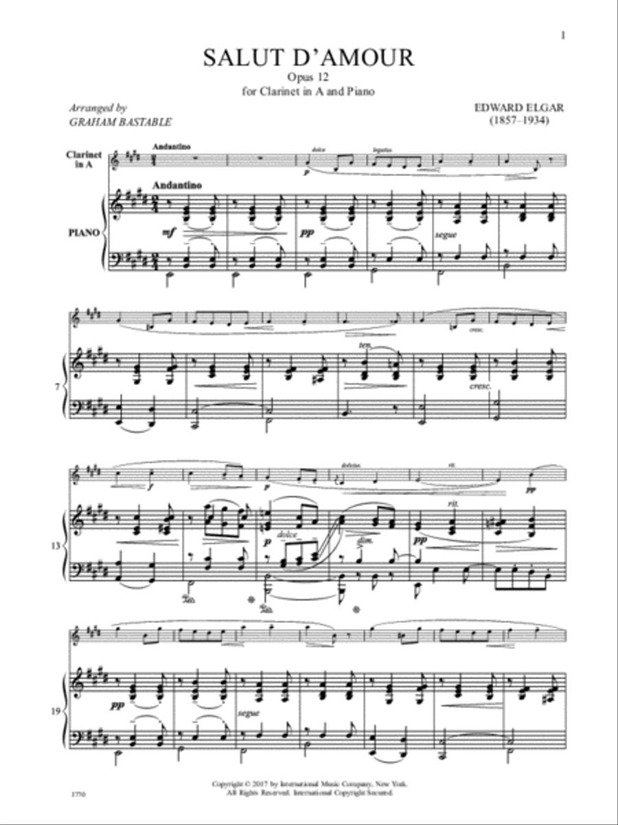 Salut D'Amour, Opus 12 For Clarinet In A And Piano A Clarinet scores gallery preview page 2