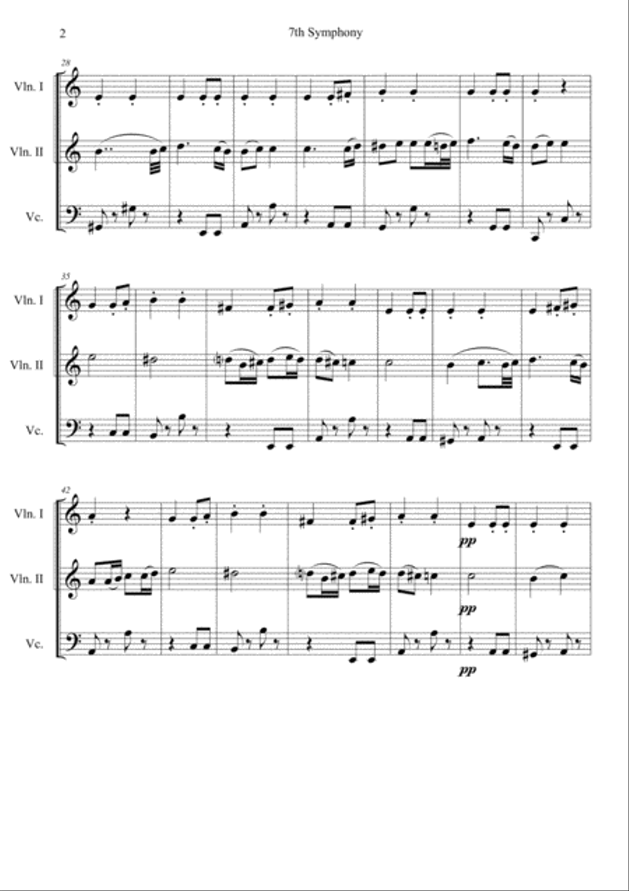 Beethoven 7th 2.Mov. String trio String Trio scores gallery preview page 2