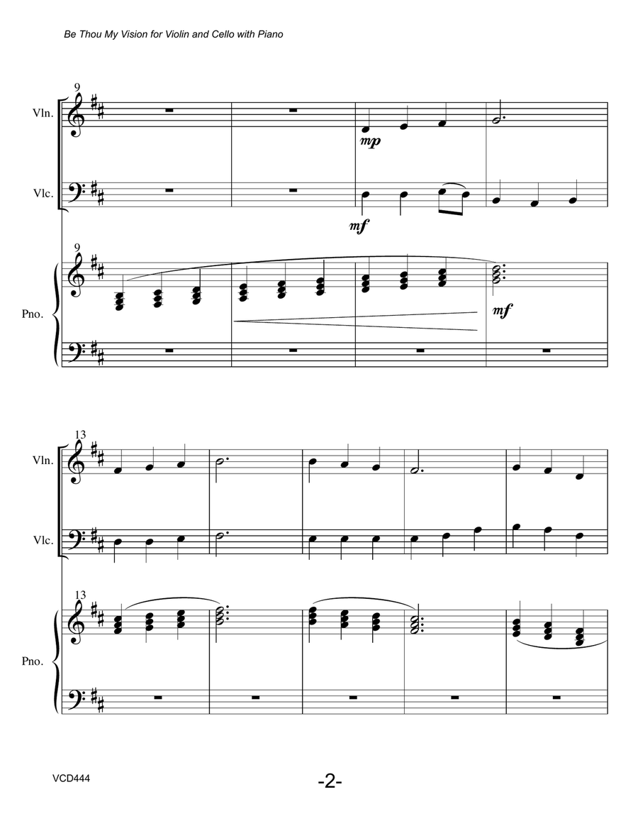 BE THOU MY VISION - VIOLIN & CELLO DUET with Piano (Grade 2) Piano Trio scores gallery preview page 2