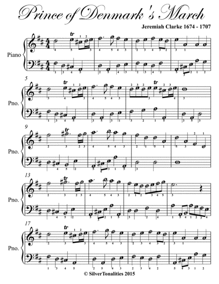 Prince of Denmark's March Easy Elementary Piano Sheet Music