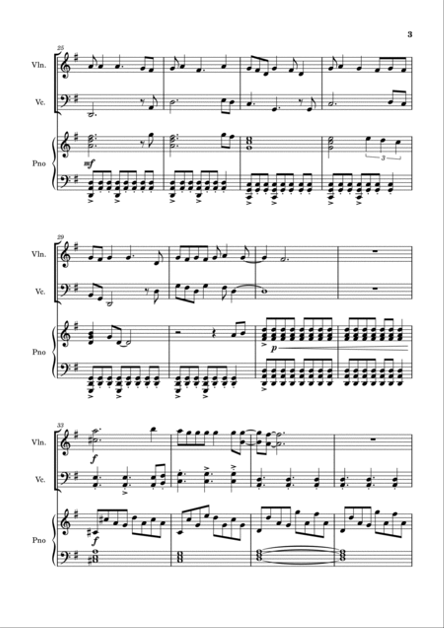Sweet Child O' Mine Piano Trio scores gallery preview page 3