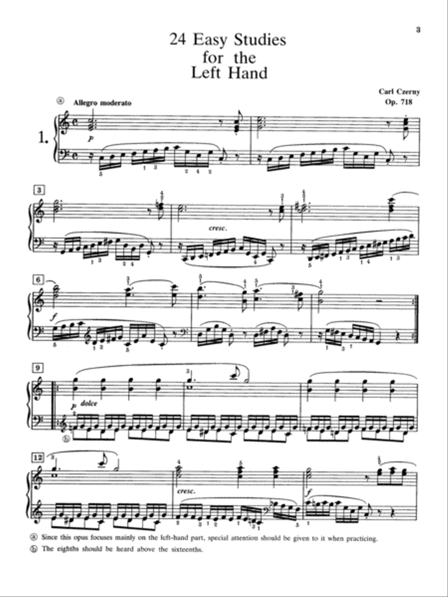 Czerny -- 24 Studies for the Left Hand, Op. 718 Piano Method scores gallery preview page 3