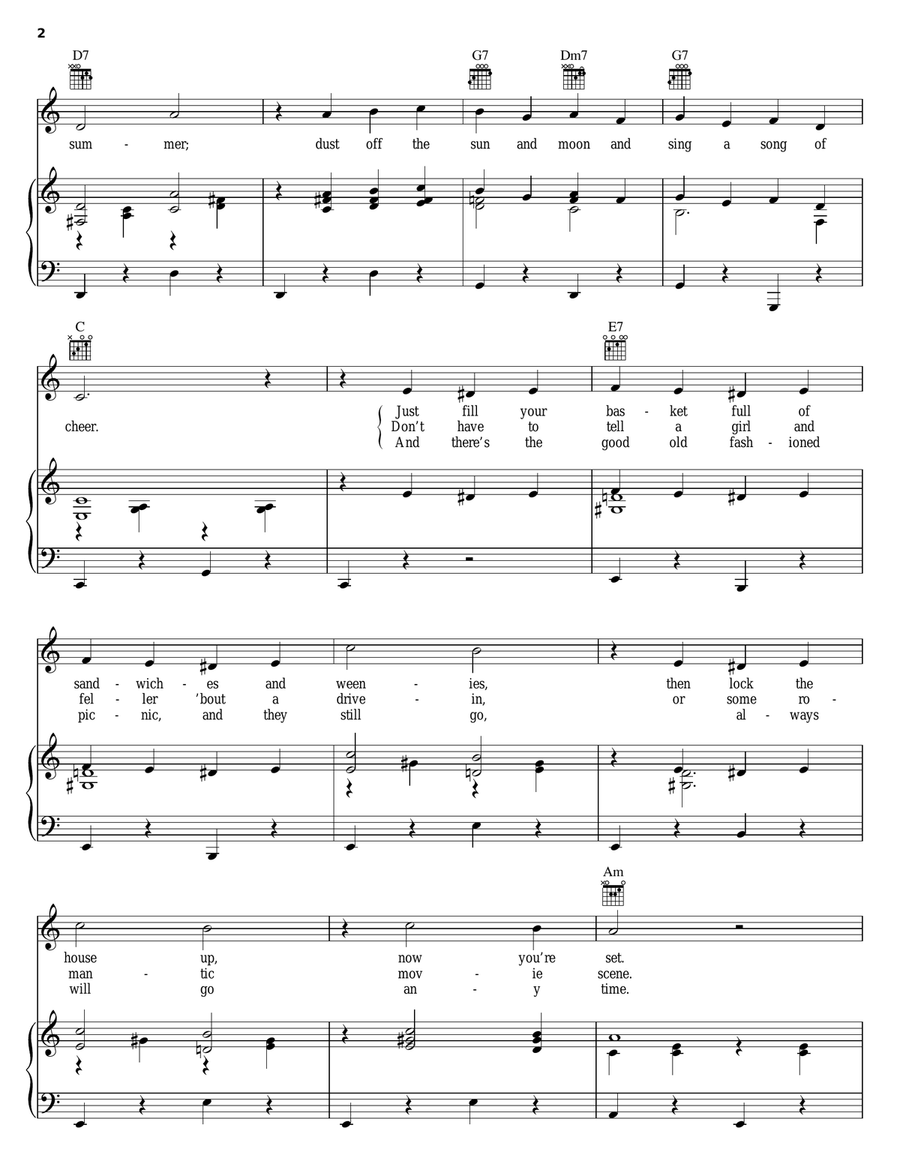 Those Lazy-Hazy-Crazy Days Of Summer Piano, Vocal, Guitar scores gallery preview page 2